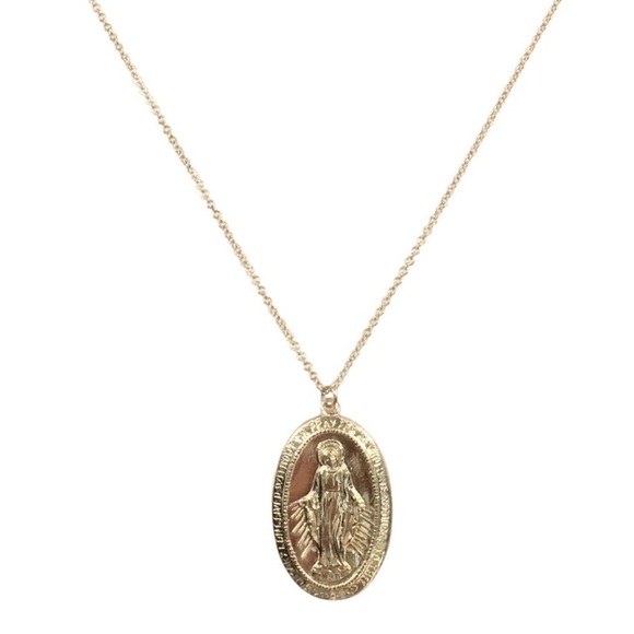 Handmade Jewelry - 14k Gold Filled Saint Mary Medallion Necklace